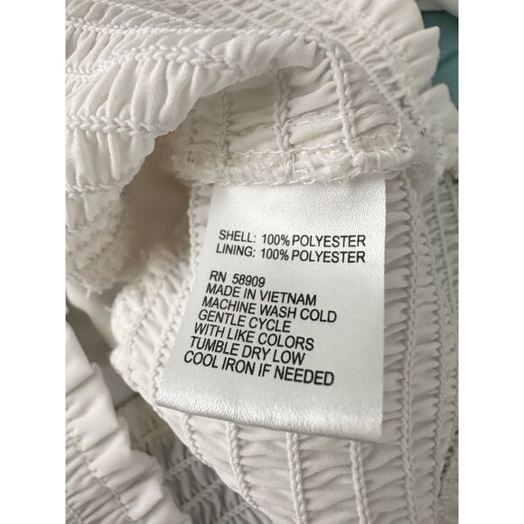 Gianni Bini Blouse Size XL Ivory Delia Smocked V-Neck Cropped Peasant Boho Style - Picture 7 of 9